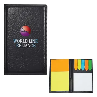 1360 - Leather Look Padfolio With Sticky Notes & Flags