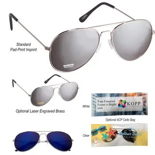 6245 - Color Mirrored Aviator Sunglasses