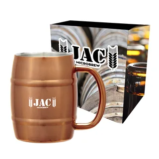 5751P - 14 Oz. Moscow Mule Barrel Mug with Custom Box