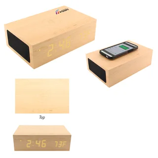 2888 - BlueSequoia Alarm Clock With Qi Charging Station And Wireless Speaker