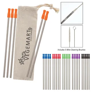 52025 - 5-Pack Stainless Straw Kit with Cotton Pouch