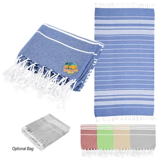 8081 - Recycled Beach Blanket With Tassel Fringe