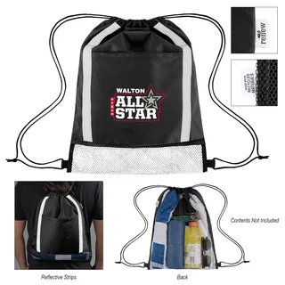 35144 - Game Time rPET Reflective Drawstring Bag