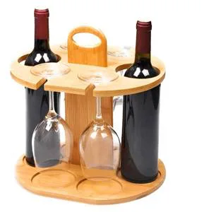 CP19716 - PORTA BOTELLAS Y COPAS, DE BAMBOO.