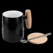 CP21809 - TAZA DE CERAMICA CON AGARRADERO Y TAPA DE BAMBOO.